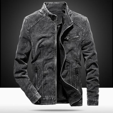 春秋新款夾克男士青年大碼復古工裝外套立領新款寬松休閑潮牌上衣