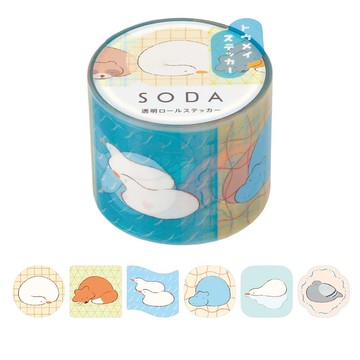 【KING JIM】HITOTOKI SODA 透明PET卷狀膠帶 30MM單張貼紙款悠遊