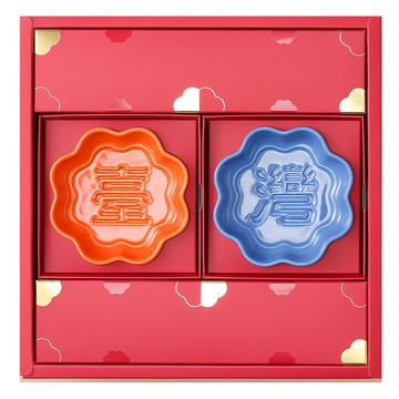 Mao's 樂陶陶 花見祝福顯影醬油碟 湯筷禮盒組  橘臺藍灣  醬油碟 11 x 2.5cm x 2個 + 筷子23cm x 2雙 + 湯匙18cm x 2支  1組