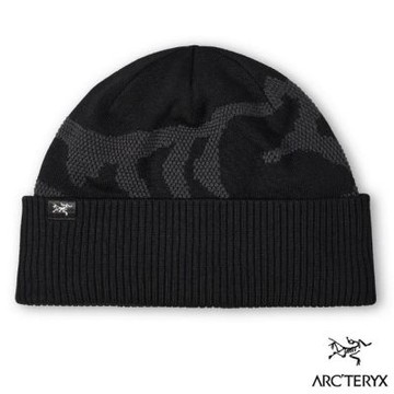 【ARCTERYX 始祖鳥】Grotto Rib Toque 羊毛混紡抓絨針織毛帽.摺邊帽 X000009932 黑/墨灰