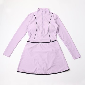 外單新款帶拉鏈女士連體泳衣防曬長褲長袖游泳衣時尚三件套泳裝