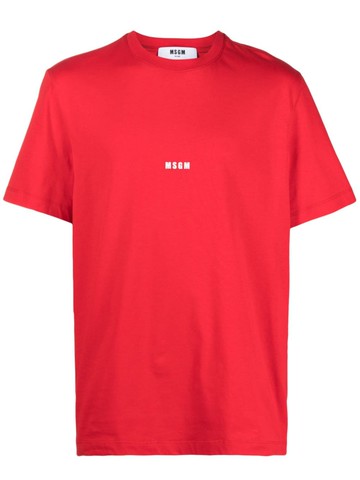 MSGM - logo-print cotton T-shirt - men - Cotton - L - Red