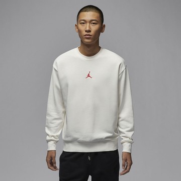 NIKE 耐吉 圓領 刺繡 喬丹 男長袖上衣-米白色 AS M J FLC CREW GCEL-IB5605133