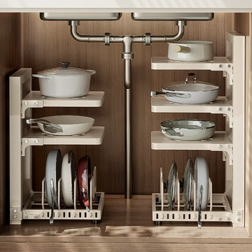 APP下單享點數9% 廚房鍋架置物架多層家用多功能放鍋架子下水槽櫥柜分層鍋具收納架