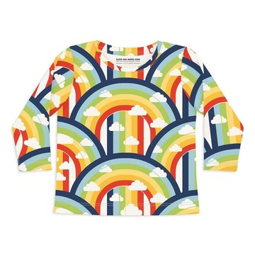 英國 SLEEP NO MORE - 100% 有機棉兒童圓領長袖上衣-彩虹雲朵 (2-4 Y)