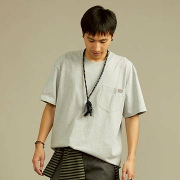 Dickies男女款灰色純棉重磅胸前口袋休閒短袖T恤|DK012306CL8