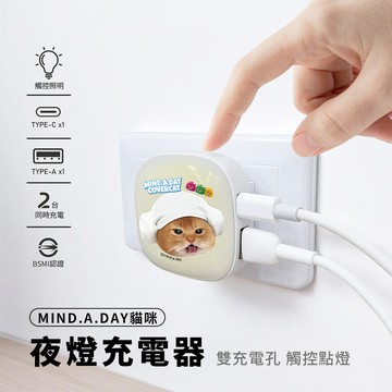 【Mind.A.Day】跩貓 22W PD+QC 小燈泡充電器/快充頭-羊角帽