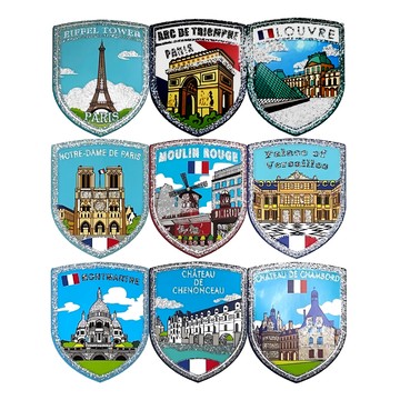 A-ONE 法國旅遊貼紙組 各國旅遊蒐集紀念地標貼紙  1組  6x7.5 cm