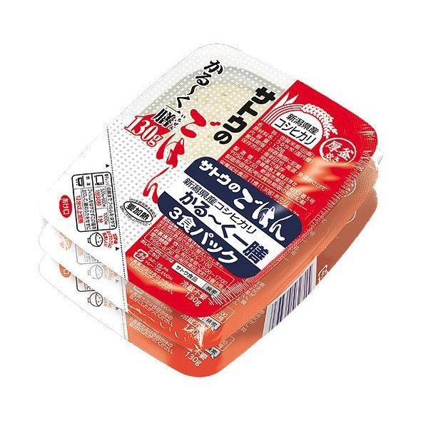 サトウ食品 サトウのごはん 新潟県産コシヒカリ かる〜く一膳 3食パック (130g×3食)×12個入｜ 送料無料