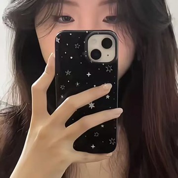 免運+隔日🚚亮面果凍手機殼 滿屏六角星星 適用於蘋果17promax 16Pro 15plus14 13 1211防摔