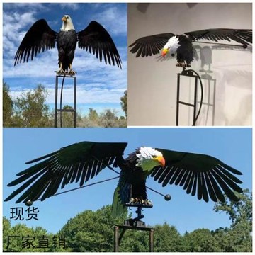 跨境獨立站爆款鐵藝仿真鳥貓頭鷹擺件 老鷹戶外鳥園裝飾一件代發