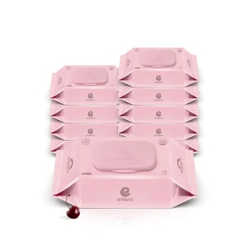 韓國 ENBLANC NEO PINK｜粉色輕柔黑櫻桃｜有蓋純水濕紙巾｜72抽10包箱購