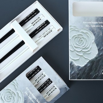 ins風黑白陶瓷筷禮盒防霉抗菌耐摔赫本風高級黑白色家用餐具套裝 h802
