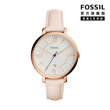 FOSSIL Jacqueline 系列賈姬風尚經典女錶 粉色真皮皮革錶帶 36MM ES3988｜官方旗艦館