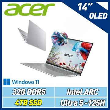 Acer 宏碁 Swift AIR SFA14-71M-52EM 14吋極致輕薄特仕筆電(Ultra 5-125H/32G/4TB SSD/Win11/銀)