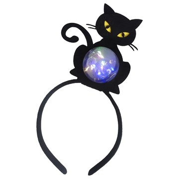 摩達客 COSPLAY派對頭飾 圓球燈頭扣  萬聖黑貓造型  1個