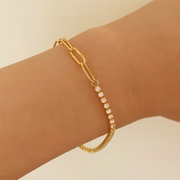 『快速出貨9折』【CReAM】Barbara黃銅鑽飾鍊條金屬金色手鍊#禮盒 #浪漫送禮 #生日禮盒 #情人禮物 #生日禮物