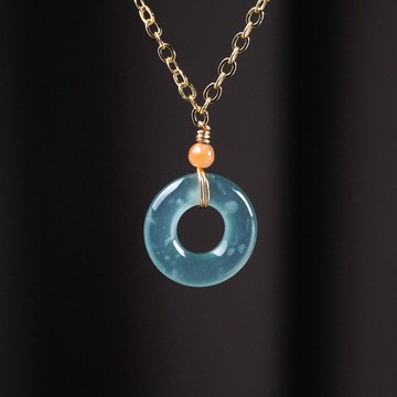 【願‧平安】藍水翡翠平安扣14K包金項鍊 | 天然A貨翡翠 | 送禮