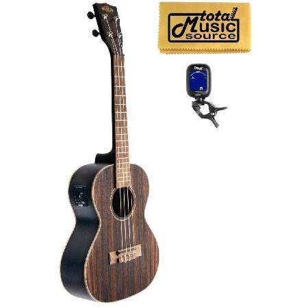 Kala KA-EBY-TE Striped Ebony Series Tenor A E Ukulele w Tuner