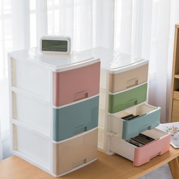 家居收納抽屜式收納箱桌上臥式馬卡龍色收納柜塑料五斗柜子