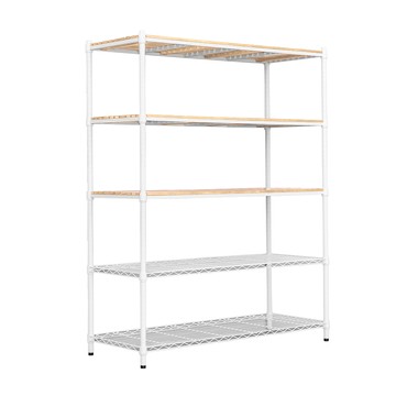 【dayneeds】松木 120x45x150cm 烤漆五層架 白框+原木色板