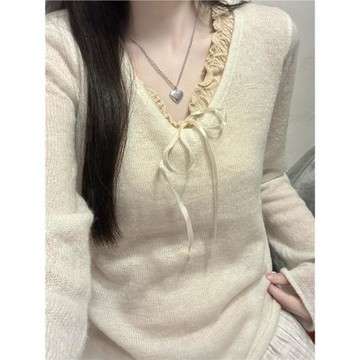 Brandy Girl秋冬新v領毛衣高級感洋氣炸街溫柔風bm上衣打底衫