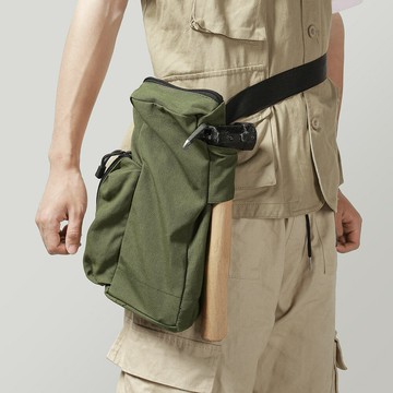 戶外野露營便攜式多功能帳篷地釘收納包工具配件雜物帆布軍綠胸袋