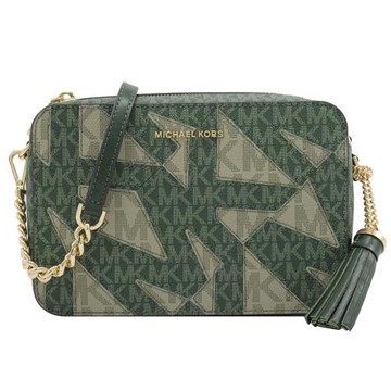 MICHAEL KORS JET SET MK撞色印花斜背方包.深綠