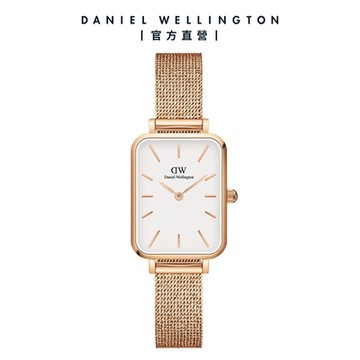 Daniel Wellington DW 手錶 Quadro Melrose 20X26麥穗式金屬編織小方錶 玫瑰金 DW00100431