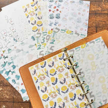 迷你六孔.內頁.5種圖案×各2張/淺藍色