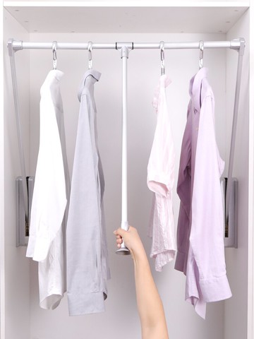 下拉式衣桿 升降掛衣桿下拉式多功能掛衣器衣柜阻尼液壓掛衣架衣帽間五金配件 【CM5695】