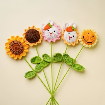 🎁誠意良品+口碑擴散📢成品向日葵手工編織仿真花玫瑰花教師節兒童節情人節禮物花束 6GR5