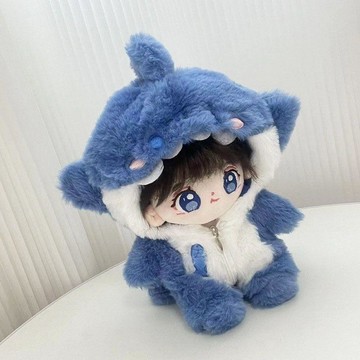 2010cm娃衣棉花娃娃衣服外套可愛毛絨鯊魚連帽包腳連體衣替換扭扭棒衣服 娃衣套裝 可愛棉花娃娃