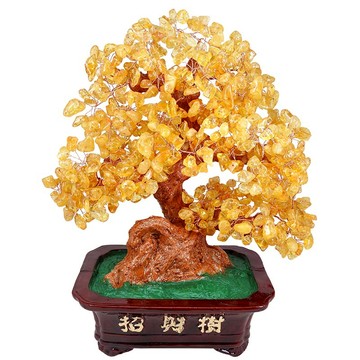 【吉祥開運坊】水晶招財樹【招財 天然色黃水晶招財樹 大 約28cm 】開光 擇日