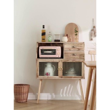 免運可開票 餐邊柜靠墻北歐實木茶水柜碗柜復古中式簡約酒柜子沙發邊柜儲物柜  PPY6006