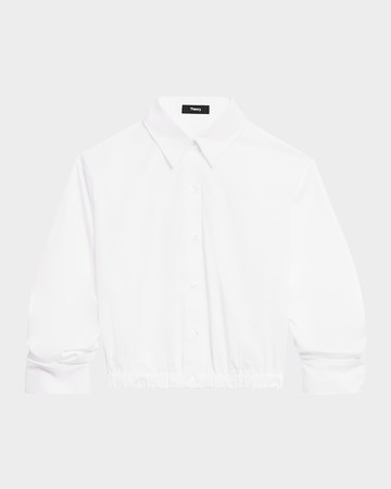 Fixed-Sleeve Poplin Top