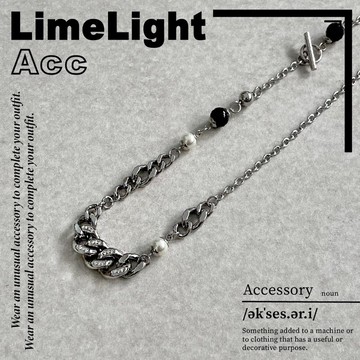☆LimeLight☆ 珍珠 / 水鑽 / 古巴項鍊 / 拼款 / 解構 / 鈦鋼 / 一字扣 / 項鍊 / 單一尺寸
