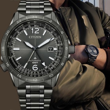 CITIZEN 星辰 PROMASTER 限量飛行錶 GMT 兩地時間抗磁機械錶(NB6045-51H)