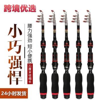 便攜式迷你小海竿短小批發1.0米2.3米漁具江竿袖珍魚超輕