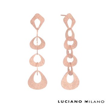 LUCIANO MILANO   波紋-水滴純銀耳環(玫瑰金色)
