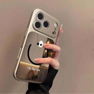 保持微笑適用蘋果17promax手機殼iPhone16pro新款鏡面15pro高級感大視窗14plus全包防摔13簡約17男女款保護套