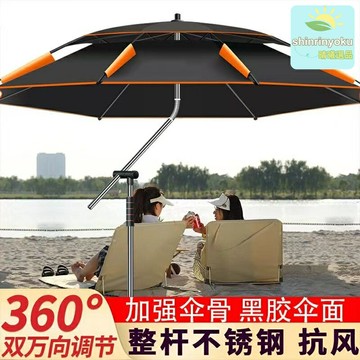 【萬向加厚防曬】釣魚傘 戶外遮陽傘 太陽傘 防雨傘 垂釣傘 萬向調節 加厚黑膠塗層 360度旋轉 便攜快開 野釣露營專用