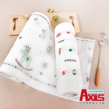 axis 艾克思乾濕兩用可拋棄式水洗紙抹布.廚房紙巾(可愛圖)