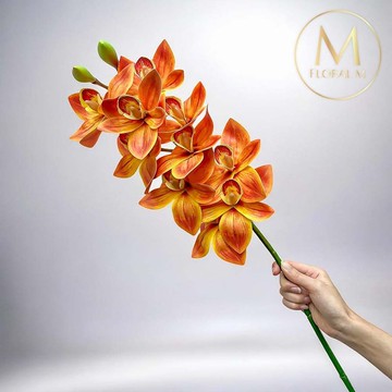 居家輕奢高級蝴蝶蘭愛馬仕橘仿真花花材(1入組)
