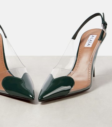 Alaïa Le Cœur 90 patent leather and PU slingback pumps