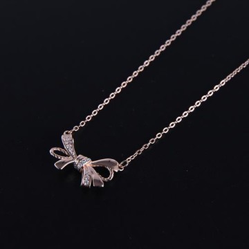 【RJ New York】氣質簡約蝴蝶結鋯石項鍊(3色可選)