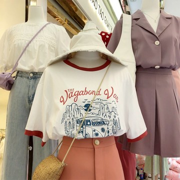 網紅日系少女感短袖t恤女夏ins潮原宿bf風怪味寬松百搭上衣服