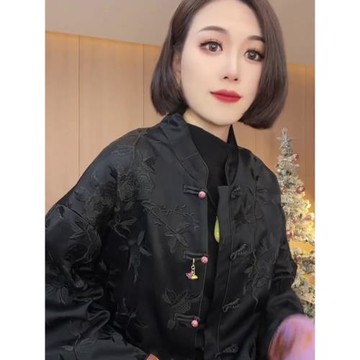 歐貨重磅秋冬季新款女裝2025高級感漂亮長袖黑色外套小眾穿搭上衣