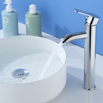 不銹鋼面盆水龍頭家用冷熱水單孔加高款衛生間洗臉盆臺上盆龍頭