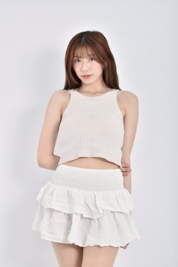 加購優惠(S) 【里唯私服】bershka質感鬆緊腰蛋糕裙白色短裙